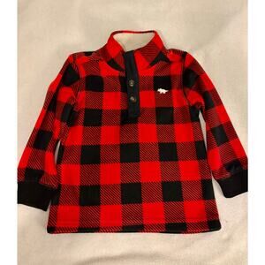 Carter's Toddler Boys Fleece Buffalo Plaid Pullover Top Red and Black Size 2T